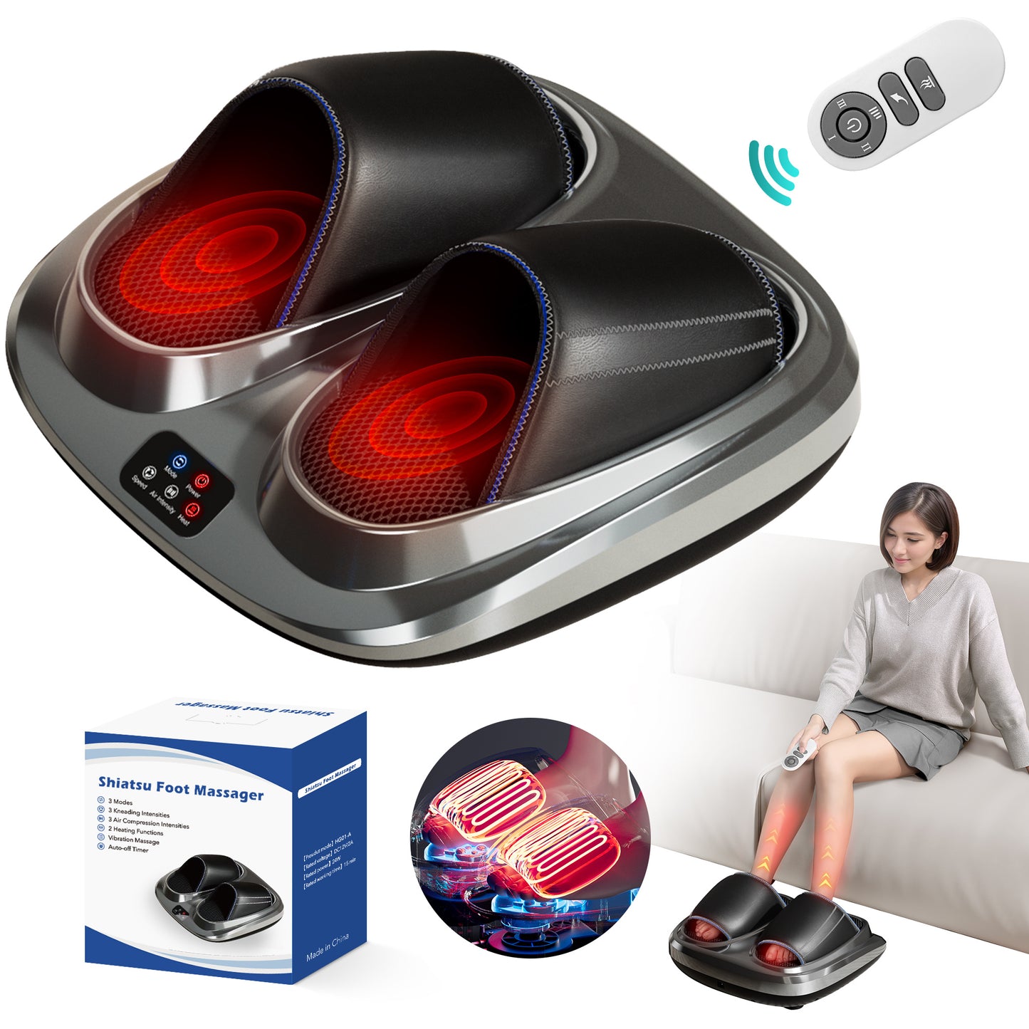 EasyFunFast™ Heated Air-Compression Foot Massager